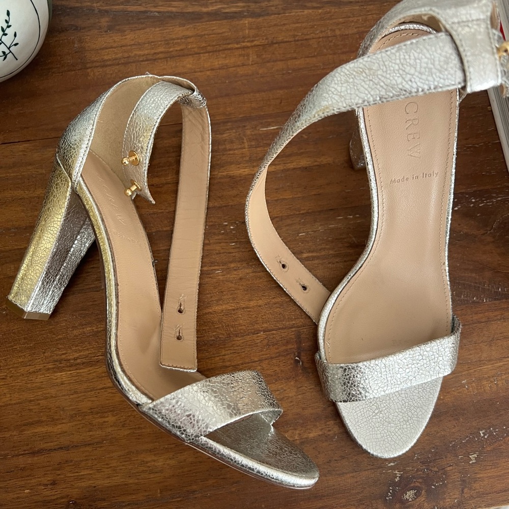 Never worn J.Crew Silver Heels size 9